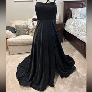 Black glittery prom dress